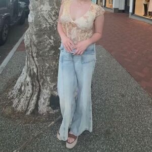 H&M flared wide leg flap pocket jeans size 10